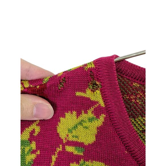 JJ. Garella Sweater 100% Extra Fine Merino's Wool Made in‎ France Floral Large - Picture 5 of 8